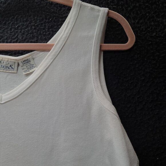 Basic Editions Womens Tank Top White Size Large Cotton/Polyester Blend Pullover - Picture 11 of 12